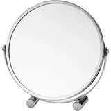 Schwenkbarer Vergrößerungsspiegel auf Ständer, tragbarer Kosmetikspiegel aus Chrommetall mit bis zu 3-facher Vergrößerung, doppelseitiger