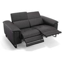 Sofanella 2-Sitzer Leder Vienna, Relaxsofa, Designsofa, Designer Couch, Italienisches Sofa, 2er Sofa schwarz