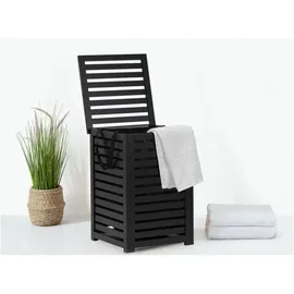 Five - 65-Liter-Wäschekorb aus Holz in Schwarz