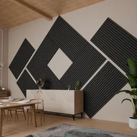 Juskys Wandpaneele Akustik Eiche Dunkelgrau 4 St.