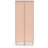 petits-meubles SCHRANK 2 Türen Alycia Beige - Korallenrosa - Holzeffekt