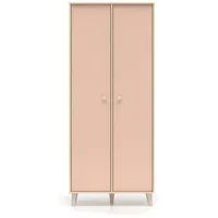 petits-meubles SCHRANK 2 Türen Alycia Beige - Korallenrosa - Holzeffekt