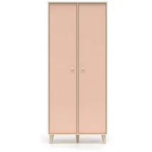 petits-meubles SCHRANK 2 Türen Alycia Beige - Korallenrosa - Holzeffekt