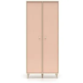 petits-meubles SCHRANK 2 Türen Alycia Beige - Korallenrosa - Holzeffekt