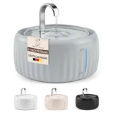 PrettyPaw Katzenbrunnen Aqua Flow Pro [NEUEINFÜHRUNG] Super leiser, BPA-freier 3L Trinkbrunnen für Katze mit LED und Aktivkohlefilter I Leicht zu reinigender Katzen Trinkbrunnen I Aqua Flow (Grau)