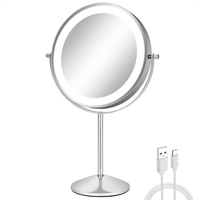 FFowcye 8" Make-up Kosmetikspiegel mit Beleuchtung, 1X/10X Vergrößerungsspiegel mit Licht, LED Schminkspiegel, 3-farbig einstellbare Helligkeit, Touch-Steuerung 360° Drehung.