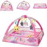 KIKKABOO Krabbeldecke 2 in 1, Greiflinge, 18 Spielbälle, Bällebad, Farben:pink