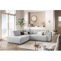 KAWOLA Sofa SAMU Ecksofa Cord hellgrau Recamiere links -