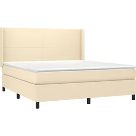 vidaXL Boxspringbett mit Matratze & LED Creme 180x200 cm Stoff