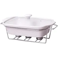 4BIG.fun Speisewärmer aus Keramik 2 L Chafing Dish Buffet-Set Keramik-Chafer Buffetwärmer Warmhaltebehälter Speisenwärmer Wärmebehälter