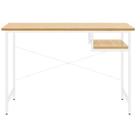 [ BEST SELLER ] Computertisch Weiß und Eiche Hell 105x55x72 cm MDF und Metall
