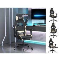 VidaXL Gaming-Stuhl mit Massage & Fußstütze Schwarz und Creme