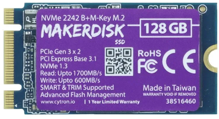 MakerDisk M.2 SSD mit vorinstalliertem Raspberry Pi OS (128 GB)