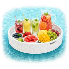 Relaxdays Schwimmendes Tablett Weiß 60 cm
