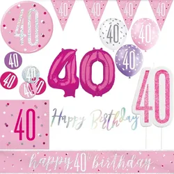 40. Geburtstag Deko pink silber Party Dekoration Set Frau Geburtstagsdeko Jubiläum