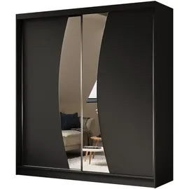 altdecor Kleiderschrank, Schwarz, Holzwerkstoff, 200x216x61 cm, Schlafzimmer, Kleiderschränke