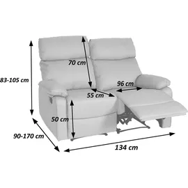 MCW Kinosessel MCW-L93 Stoff/Textil 2er  ~ 72 x 100 x 90 cm Dunkelgrau mit Liegefunktion