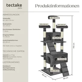 Tectake Mogli Kratzbaum 170 cm grau