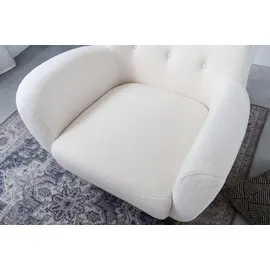 Riess-Ambiente Retro Design Sessel DON weiß Bouclé Federkern goldene Fußkappen