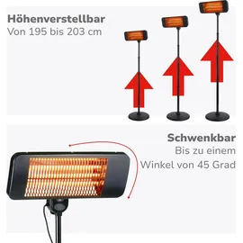 Alpina Infrarotheizung Standgerät Elektroheizstrahler 2 kW Schwarz