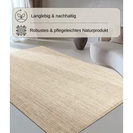 OTTO home Teppich OTTO HOME "Avot Juteteppich", beige (naturweiß), B:60cm H:10mm L:90cm, Jute, Teppiche, Teppich, 100% Jutefaser, Läufer, Esszimmer, Wohnzimmer, Skandi