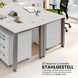bümö manuell höhenverstellbarer Eckschreibtisch Buche, Schreibtisch L Form 200x120 cm - Eckschreibtisch höhenverstellbar, L Schreibtisch, PC-Tisch