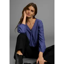 delmao Schlupfbluse DELMAO, Damen, Gr. 34, blau, Web, Obermaterial: 100% Viskose, unifarben, figurumspielend, Blusen Schlupfbluse, in femininer Form