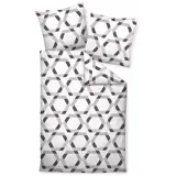 JANINE Mako-Satin Grafisch Taupe 155 x 220 cm + 80 x 80 cm