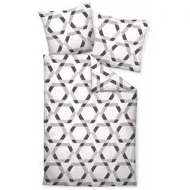 JANINE Mako-Satin Grafisch Taupe 155 x 220 cm + 80 x 80 cm