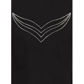 TRIGEMA Sweatjacke TRIGEMA "TRIGEMA Jacke mit Kristallsteinen", Damen, Gr. XL, schwarz, 95% Baumwolle, 5% Elasthan, Sweatjacken Sweatjacke