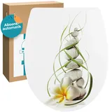 Calmwaters WC Sitz Motiv Plumeria Absenkautomatik Abnehmbar Thermoplast 26LP5005