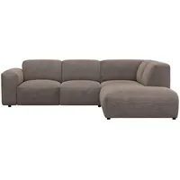 Ecksofa FLEXLUX "Lucera, super Sitzkomfort durch Kaltschaum im Sitz, L-Form" Sofas Gr. B/H/T: 256cm x 73cm x 231cm, Struktur, Chaiselongue links, braun (taupe brown) modern & anschmiegsam, Designsofa, modernes skandinavisches Design