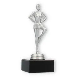 Pokal Kunststofffigur Drill Team silbermetallic auf schwarzem Marmorsockel 16,8cm
