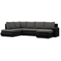 mebligo Eckcouch Textil 3-Sitzer Dunkelgrau