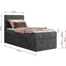 MKS Tiliano 90 x 200 cm H3 Grau Cord
