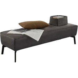 Hockerbank 3C CANDY "Tramonto auch in Leder", grau (stone), B:152cm H:42cm T:47cm, Luxus-Microfaser Lederoptik (95% Polyester, 4% Polyurethan), Samtoptik (100% Polyester), NaturLEDER (100% Leder), Hocker, Polsterhocker, passend zum "Tramonto" Polsterbett, Kedernaht, B/T/H: 152/47/42 cm
