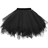 Ruiuzioong Damen Tüllrock tütü Rock 50er Rockabilly Petticoat Tutu Unterrock Kurz Ballett Tanzkleid Cosplay Ballkleid Abendkleid (S,Schwarz) - S