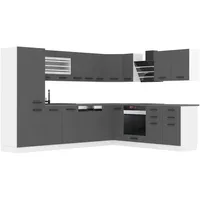 Belini Küchenzeile L-Form 460 x 204 cm Silber matt