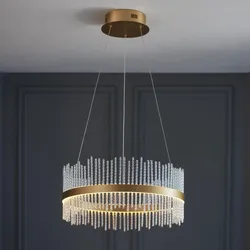 Adriel Pendelleuchte 1 - flammig | Stahl Aluminiumlegierung Glas | Gebürstetes, vergoldetes Finish und klares Glas