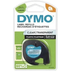 Schriftband LetraTag, 12mm x 4m, transparent, Schriftfarbe: schwarz, S0721530