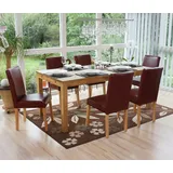 Mendler 6er-Set Esszimmerstuhl Stuhl Küchenstuhl Littau ~ Kunstleder, rot-braun, helle Beine