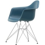 Vitra - Eames Plastic Armchair DAR RE, verchromt / meerblau (Filzgleiter basic dark)