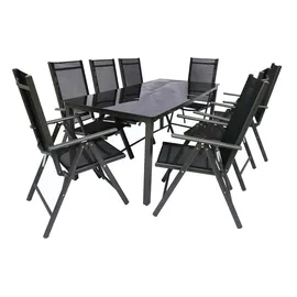 Möbel Kraft Gartenmöbel Set 9-tlg. Schwarz