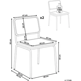 Beliani Esszimmerstuhl Rattan Braun 2er Set