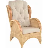 Rattan-Ohrensessel bequem und breit Hochlehnsessel /Fernsehsessel (Creme)