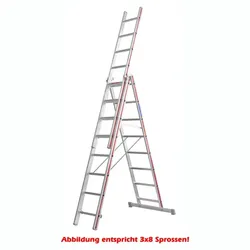 Mehrzweckleiter Hymer dreiteilig Walzprofil 3x12 Sprossen als Stehleiter, Stehleiter mit Aufsteckteil, Anlegeleiter
