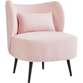 Beliani Sessel OTSBY Bouclé 60 x 76 x 55 cm Pastellrosa mit Kissen