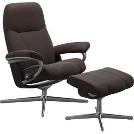 Stressless Stressless® »Consul« Set, Relaxsessel mit Hocker, mit Hocker, mit Cross Base, Größe S, M & L, Holzakzent Schwarz braun