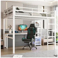 TavilaEcon Hochbett Multifunktionales Kinder-Hochbett mit Schreibtisch & Steckdosen Robustes Eisenrahmen-Design, Integrierte USB/Type-C-Ladestation weiß