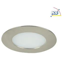 Brumberg LED Einbau-Downlight für Möbel und Holzwerkstoffe, IP44, rund, 12V DC, 7.5W 3000K 525lm 60°, Nickel matt BRUM-12129153